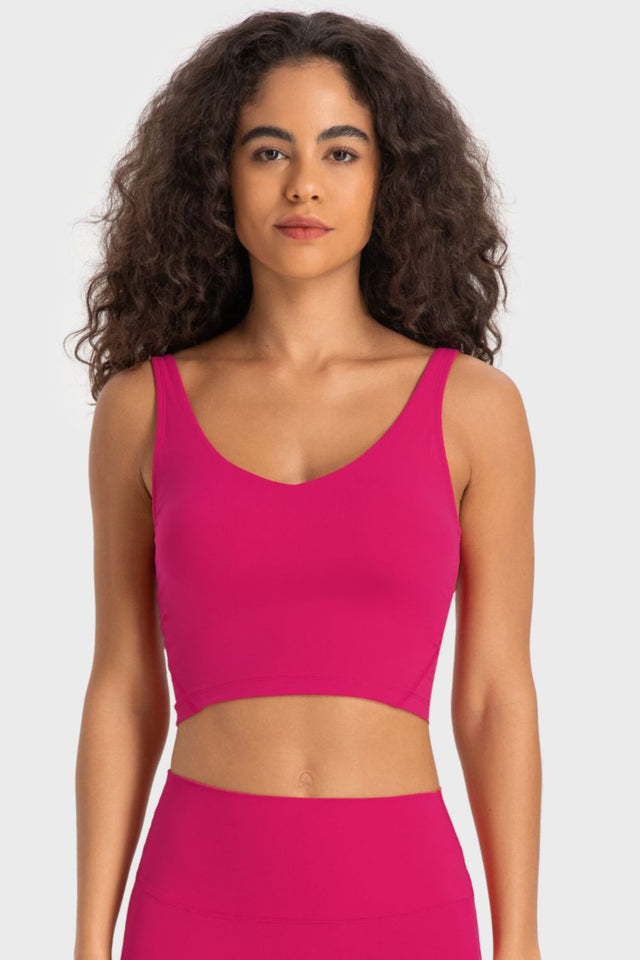 Women's deep V-neck crop sports bra