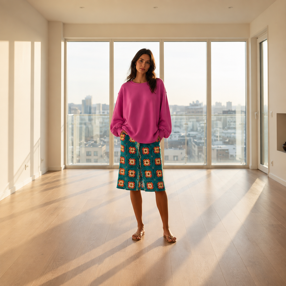 Oversized Relaxed Fit Crew Neck Sweatshirt