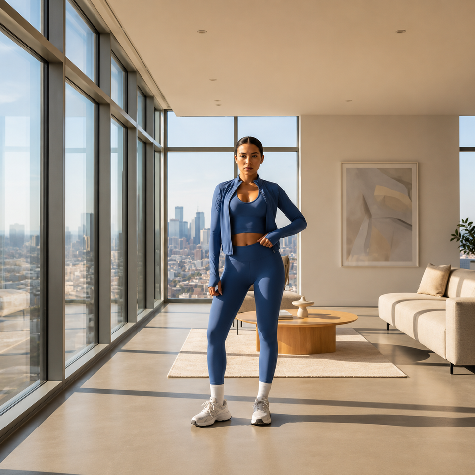 Women's 3-Piece Seamless Activewear Set with Zip-Up Jacket