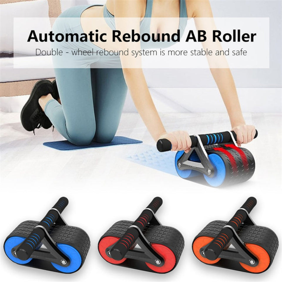 Automatic rebound double-wheel ab roller for core training