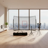 Baseball batting net with strike zone and tee