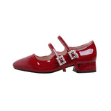 Women's leather Mary Jane shoes with buckle strap