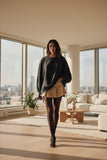 Front view of black oversized women's sweatshirt