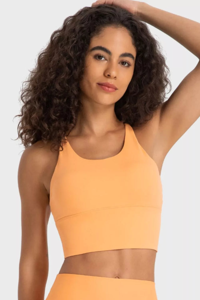Women's crisscross back sports bra with ladder detail