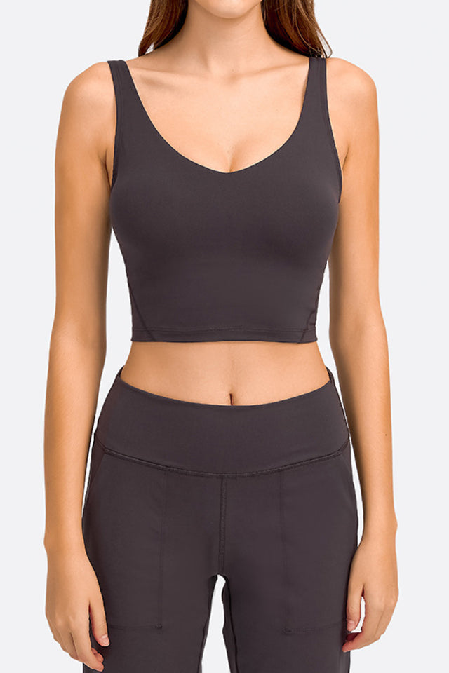 Women's deep V activewear outfit