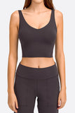 Women's deep V activewear outfit