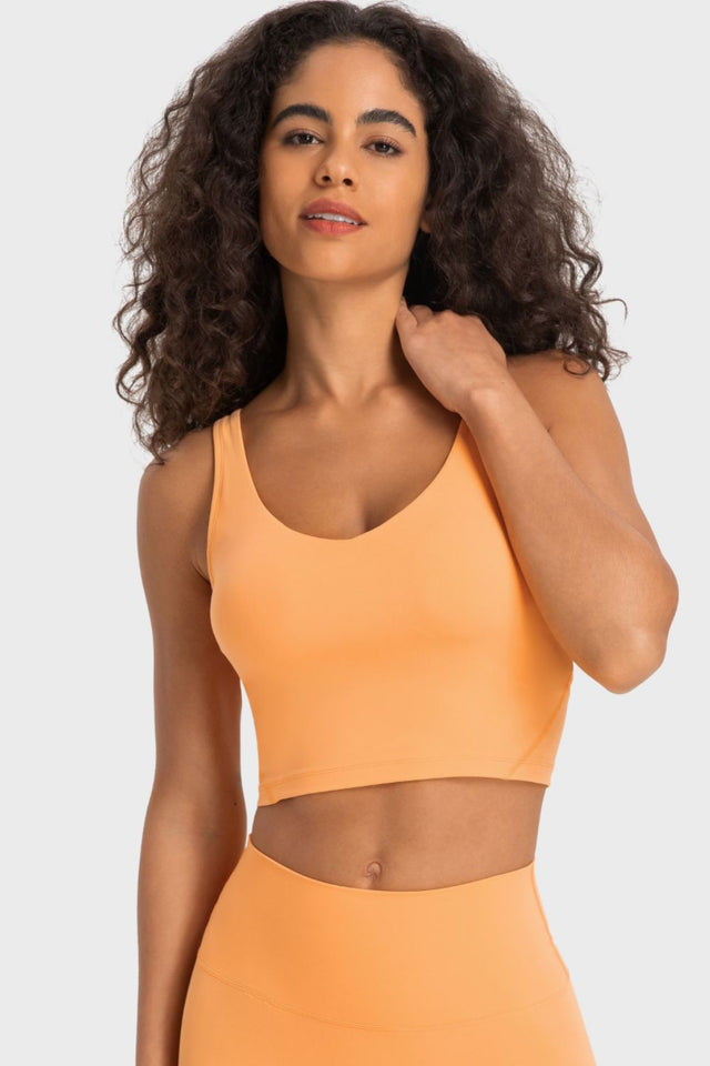 Deep V crop workout bra for women