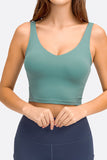 Front view of deep V sports bra