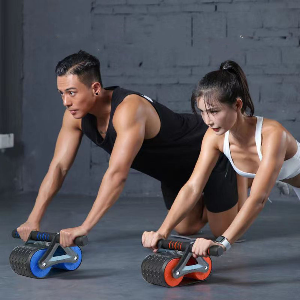 Double-wheel abdominal roller for home gym workouts