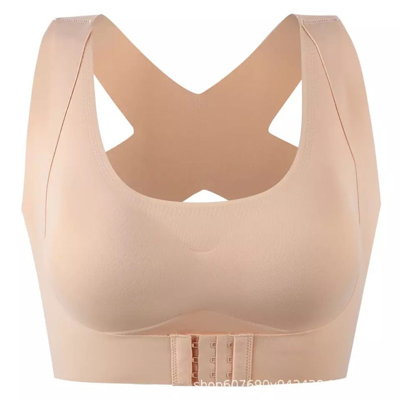 Women's front buckle posture support bra