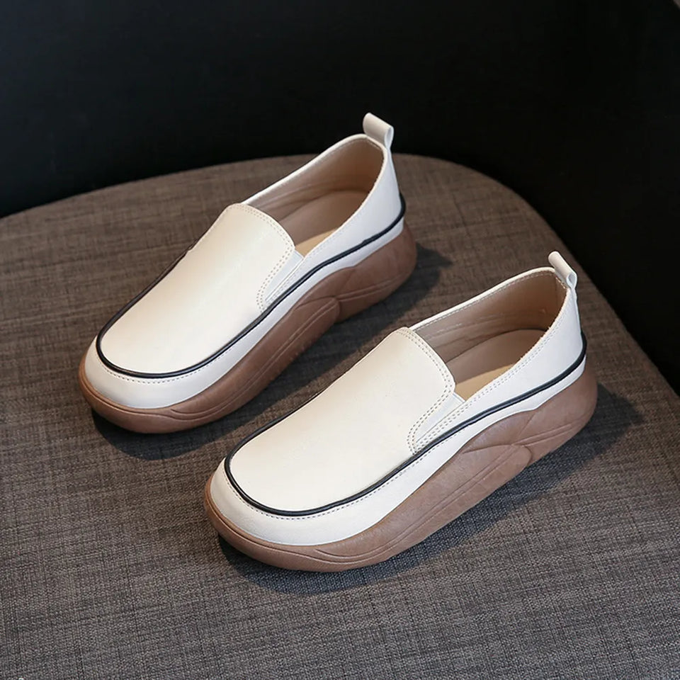 Khaki chunky sole flats for women