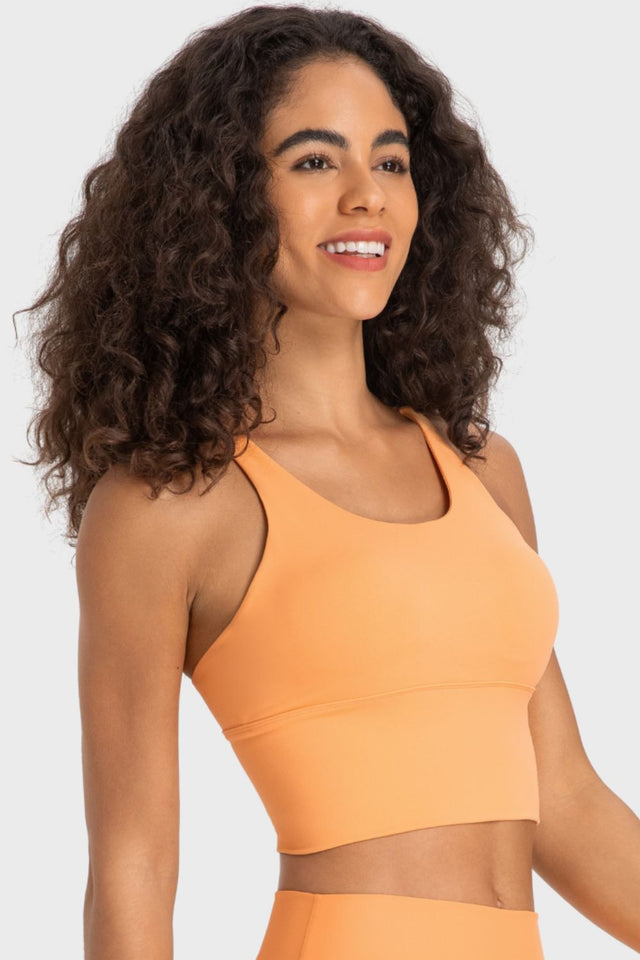 Crisscross ladder detail back on women's sports bra