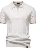 Men's knit zip polo casual outfit