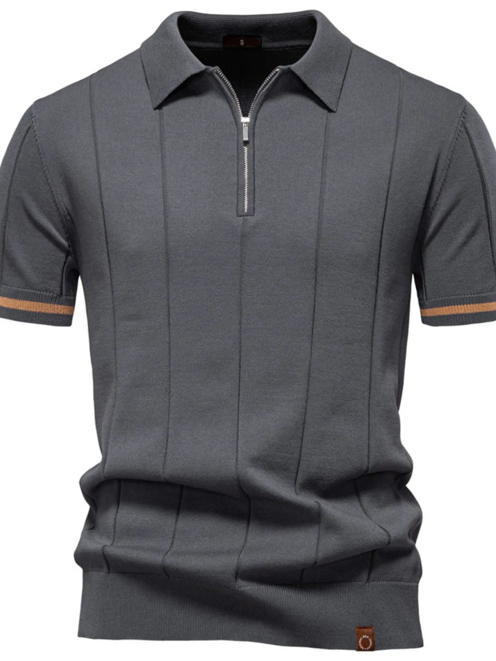 Men's smart-casual zip-neck polo