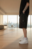 Men's stretch blend drawstring cargo shorts