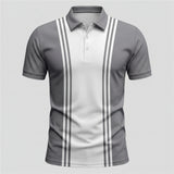 Men's striped polo shirt with three-button placket