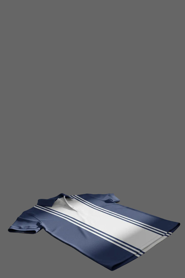 Men's striped polo shirt with three-button placket