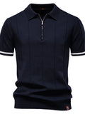 Men's zip-collar knit polo shirt