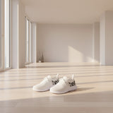 Women's white lace-up fashion sneakers