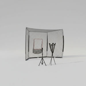 Portable baseball practice net with batting tee