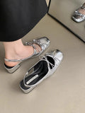 Side view of women's square toe ballet flats
