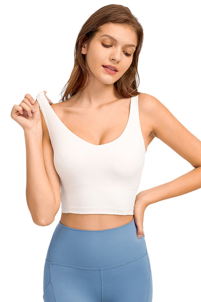 Deep V-neck yoga crop top