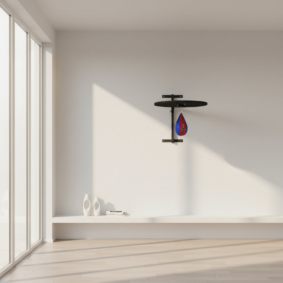 Wall-mounted speed bag platform for home boxing