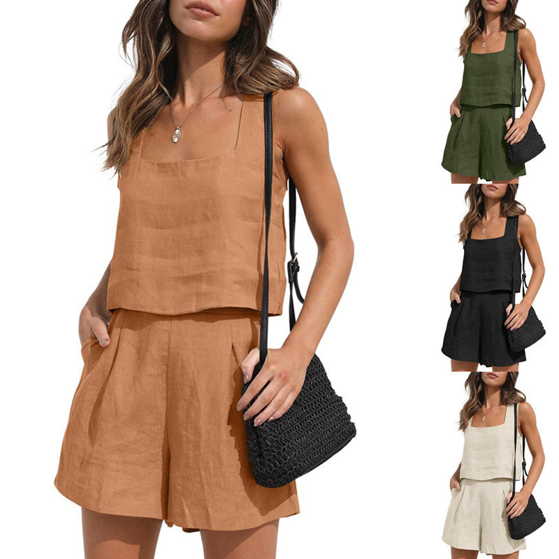 Women’s 2-piece square-neck top and shorts set