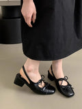 Square toe slingback flats with low heel for women