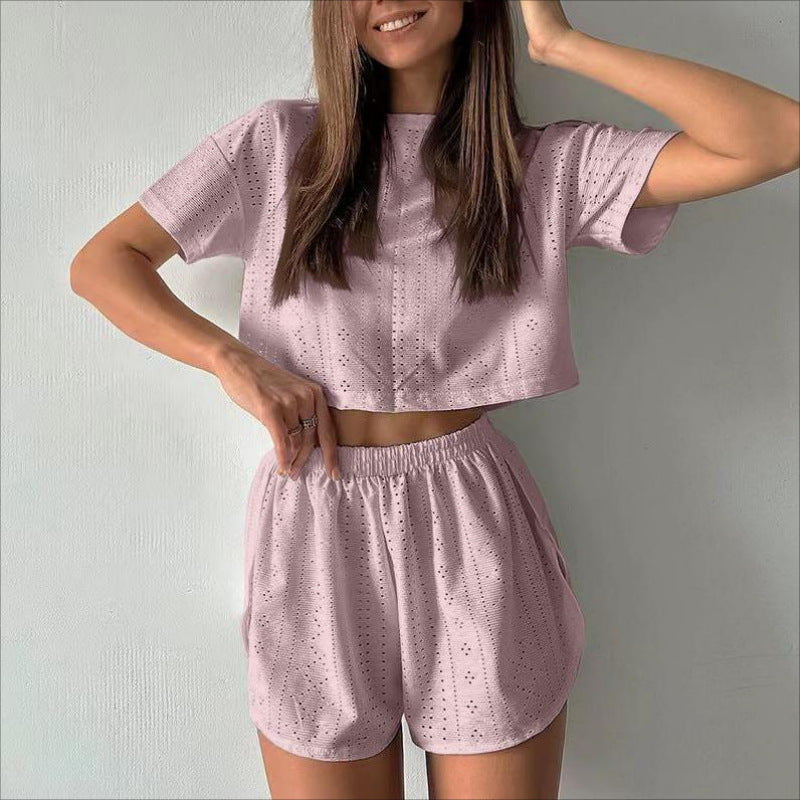 Women's solid-color two-piece casual set