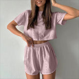 Women's solid-color two-piece casual set