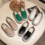 Women's khaki chunky slip-on flats