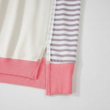 Women's color-block striped sweatshirt styled for casual wear