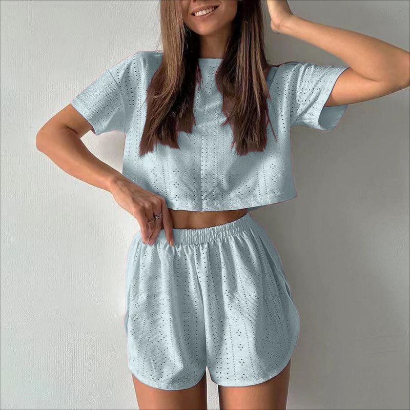 Close-up of women's two-piece fashion set
