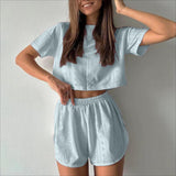 Close-up of women's two-piece fashion set