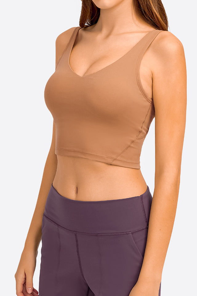 Women's cropped workout sports bra