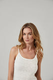 Women's floral lace seamless tank top in ivory