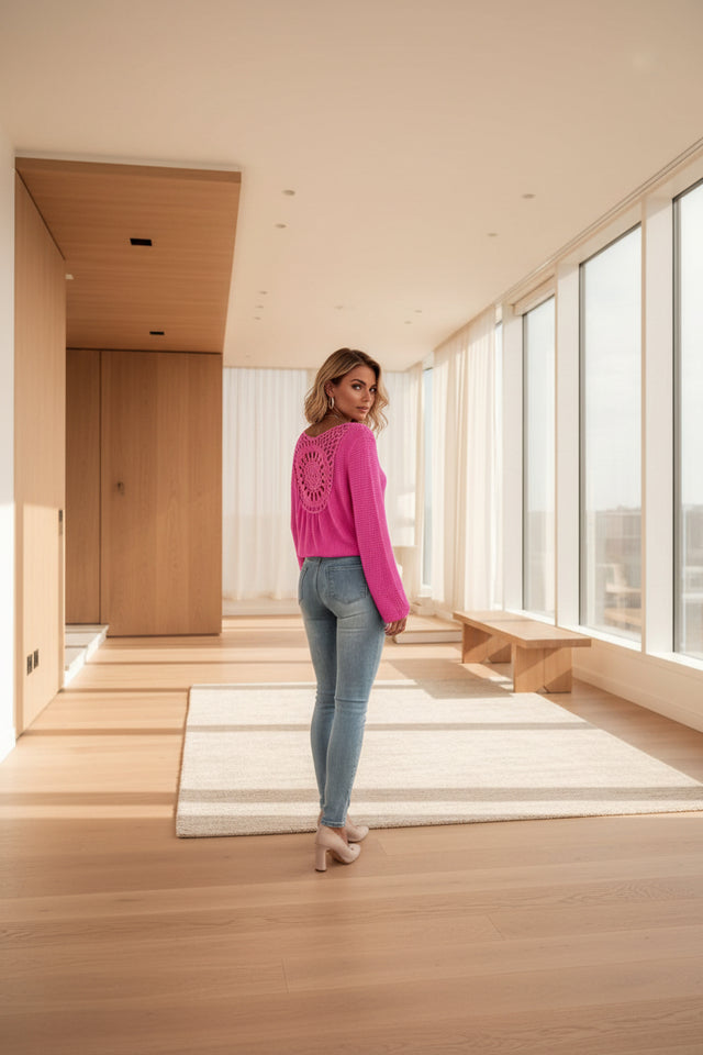 Women's casual V-neck long sleeve top