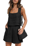 Women’s square-neck matching outfit with shorts