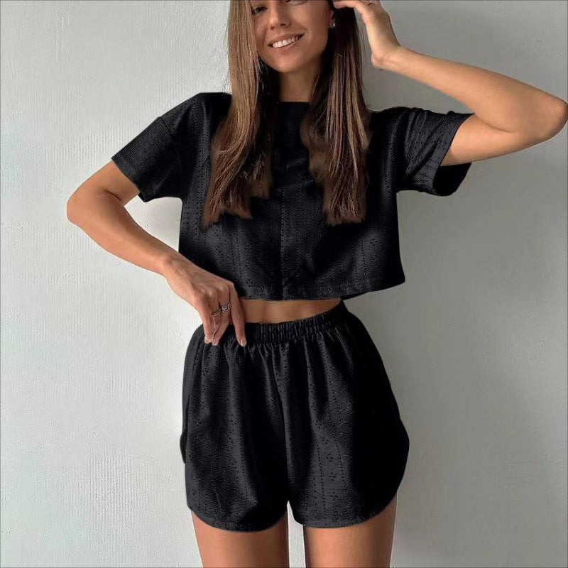 Women's matching crop top and shorts set