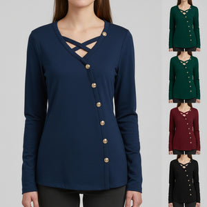 Women's plus size V-neck knit top