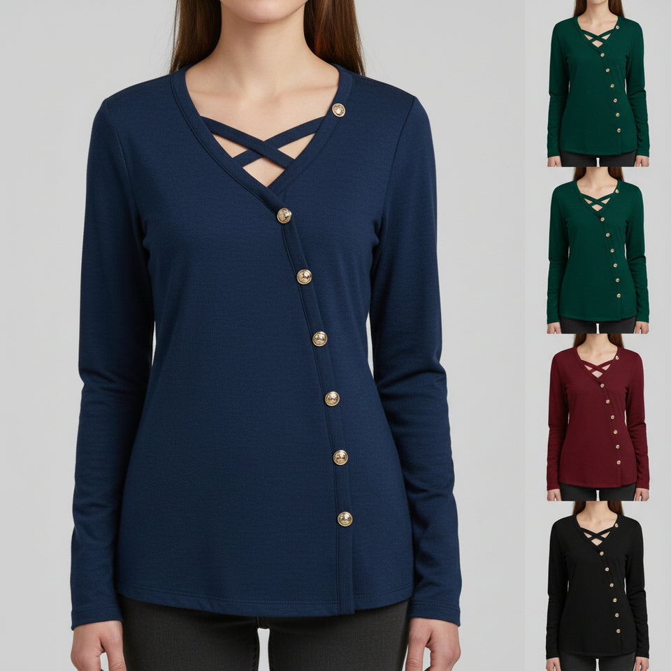 Women's plus size V-neck knit top