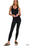 Women's ribbed seamless padded sports bodysuit