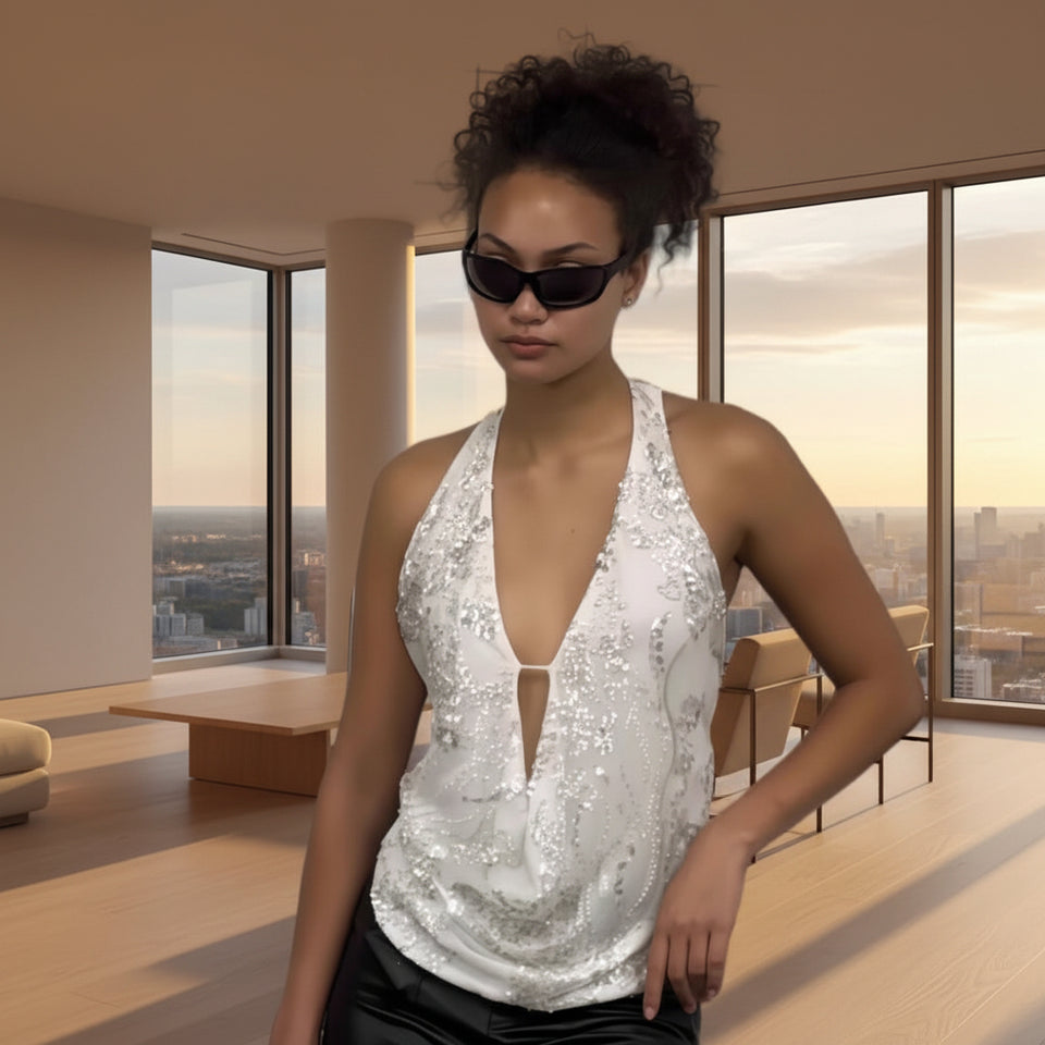 Women's sequin fashion top for parties