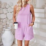 Women's sleeveless shorts jumpsuit