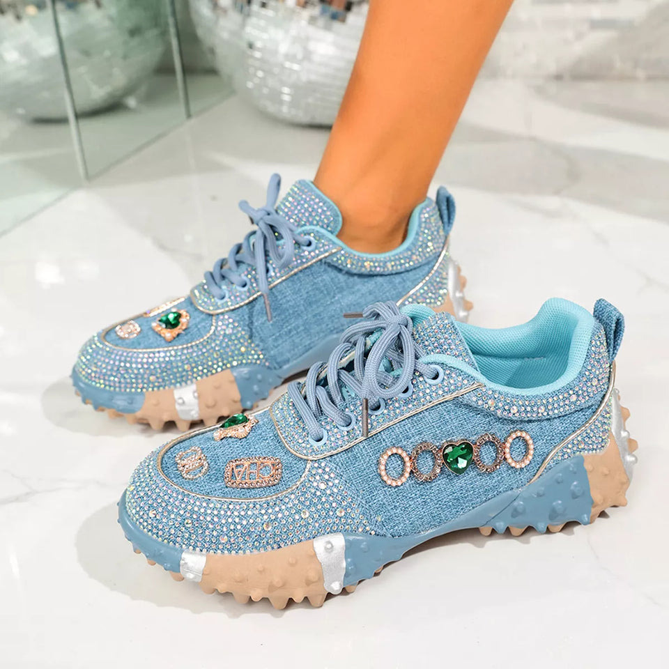 Sparkling rhinestone sneakers for women