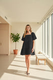 Women's square neck half sleeve tiered dress front view