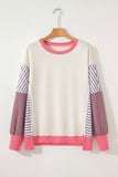 Women's striped sweatshirt with classic crew neckline