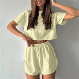 Women's summer crop top and shorts outfit