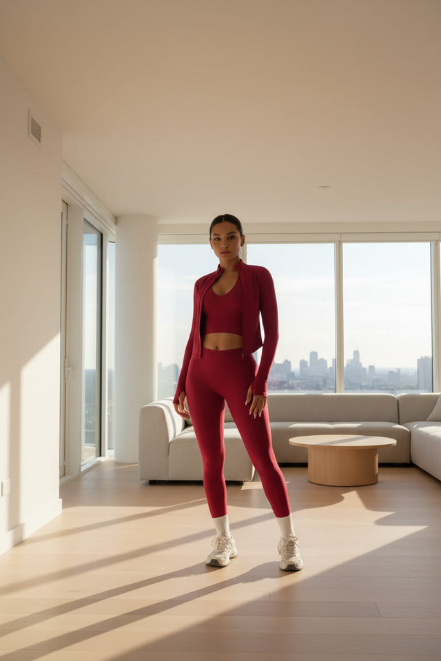 Women's three-piece matching gym outfit